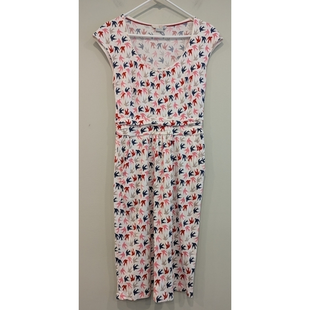 Boden Margot Jersey Bird Print Dress Size 4 Long